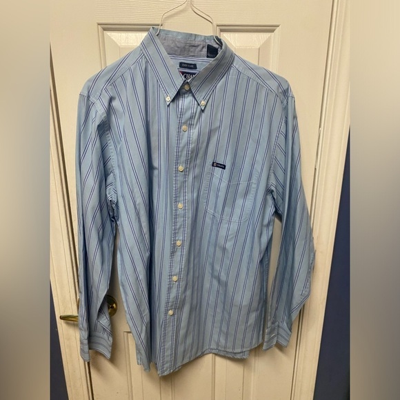 Chaps Easy Care Men’s Size XL Striped Button Down Shirt Blues - Picture 1 of 6
